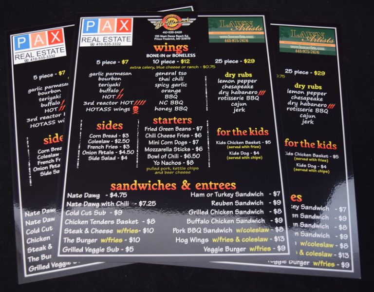 Menu Printing DC