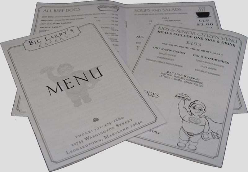 Take-Out Menu Printing