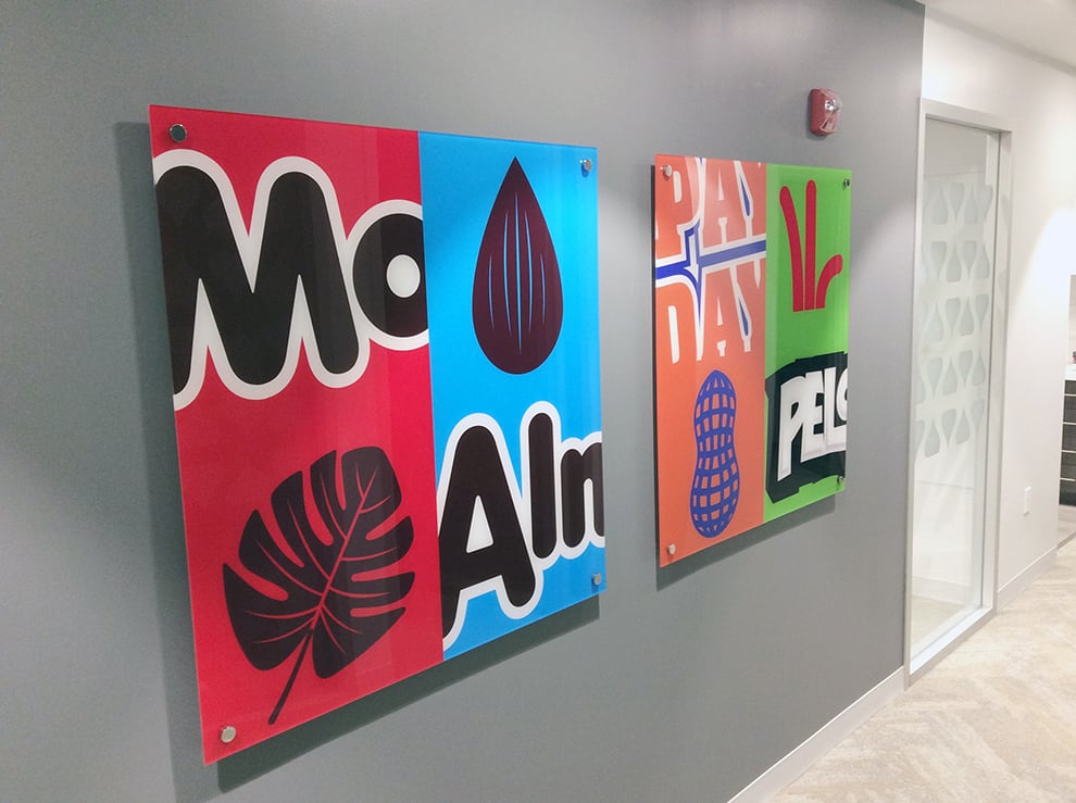 Acrylic Signs in Richmond, VA designed and installed with clear Plexiglass for interior walls