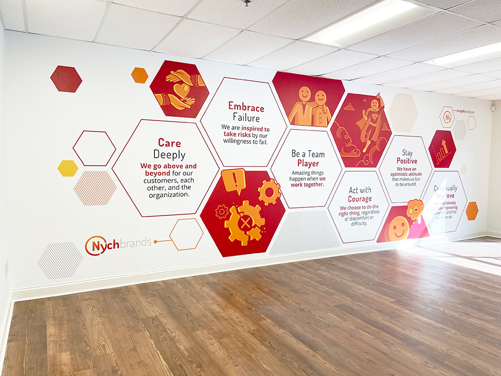Commercial Interior Graphics Hampton, VA installed as branded wall murals for office interiors
