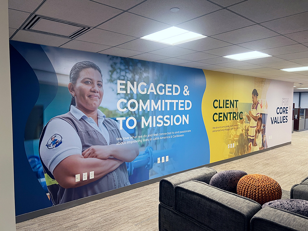 Commercial Interior Graphics Richmond, VA created as branded feature wall signage