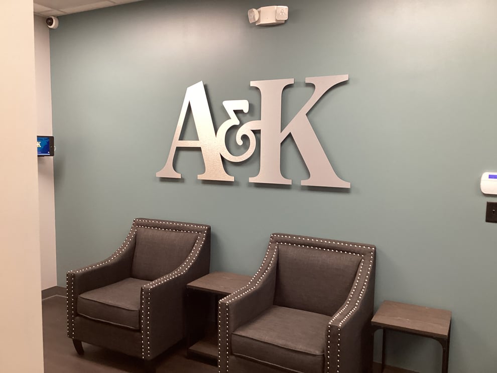 Dimensional Letters in Sterling, VA designed and installed for company name wall displays