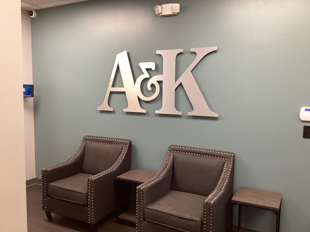 Dimensional Letters in Chesapeake, VA designed and installed for company name wall displays