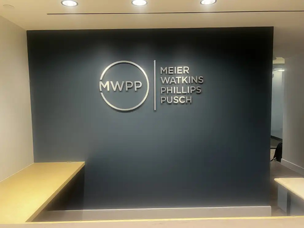 Dimensional Letters in Norfolk, VA designed and installed for office branding and commercial interiors