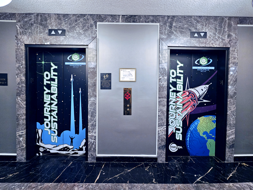 Elevator Wraps in Baltimore, MD designed and installed for elevator doors and cab interiors
