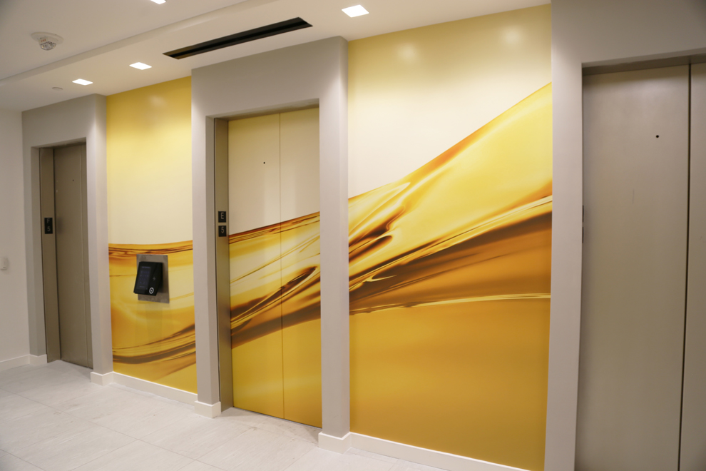 Elevator Wraps in Fairfax, VA designed and installed for office branding and event environments