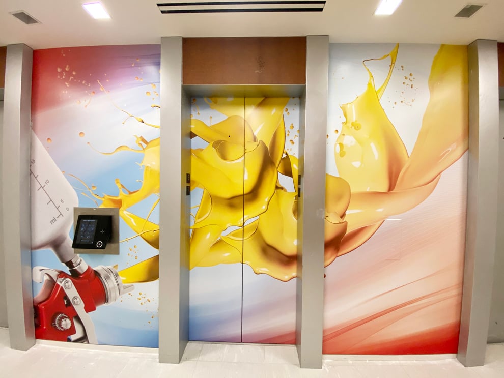 Elevator Wraps in Richmond VA designed and installed for corporate offices and interior signage