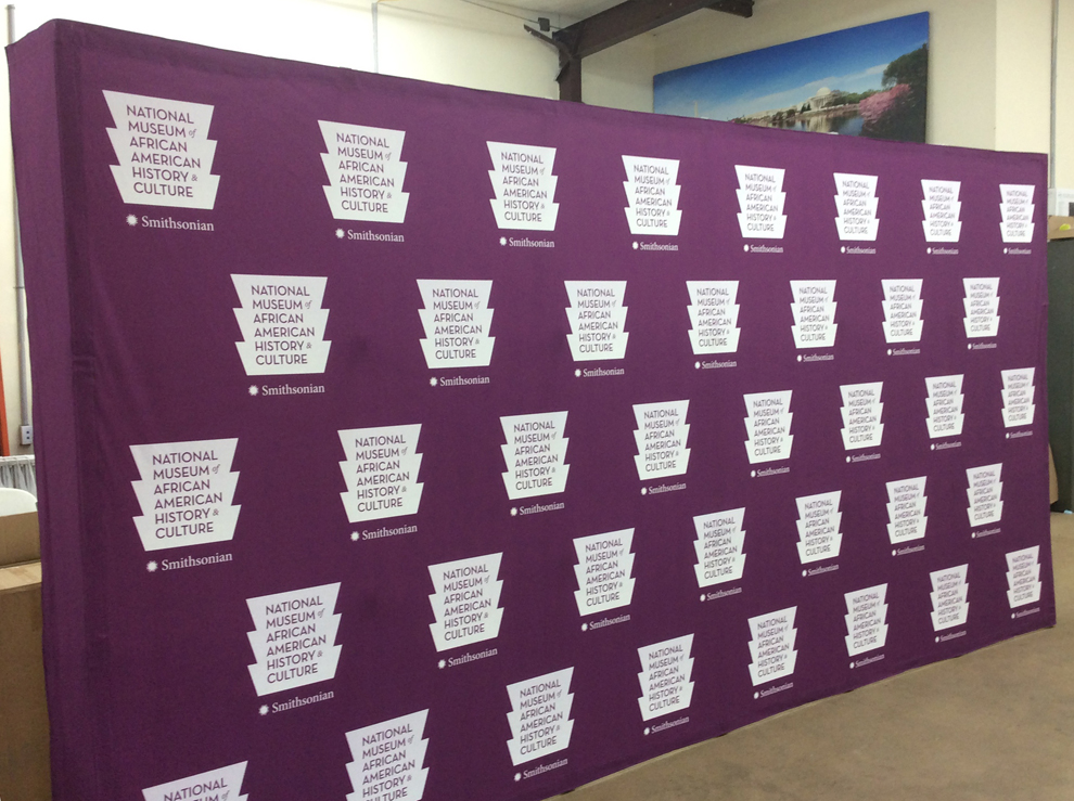 Custom fabric backdrops and modular displays for museum events in Norfolk, VA