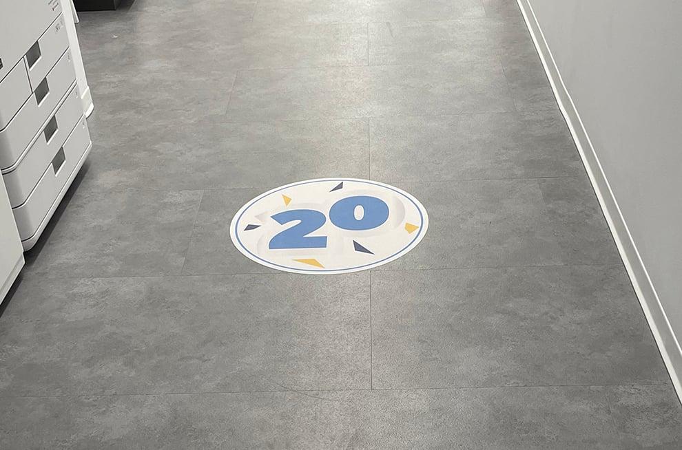 Floor Graphics in Alexandria, VA designed and installed for company events and branded interiors