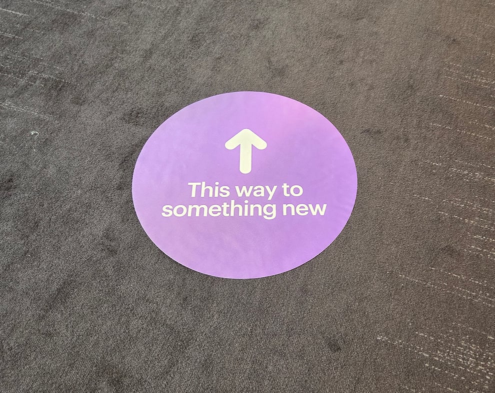 Floor Graphics in Fairfax, VA designed and installed for office branding and directional navigation