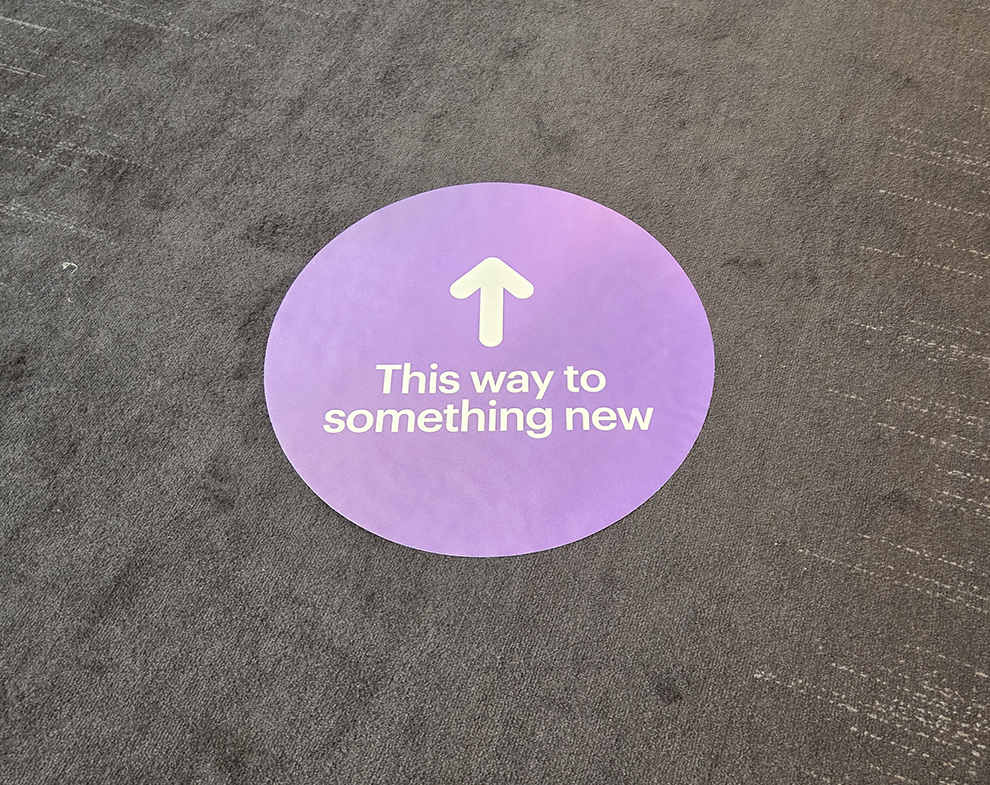Floor Graphics in Norfolk, VA designed and installed for office branding and directional navigation