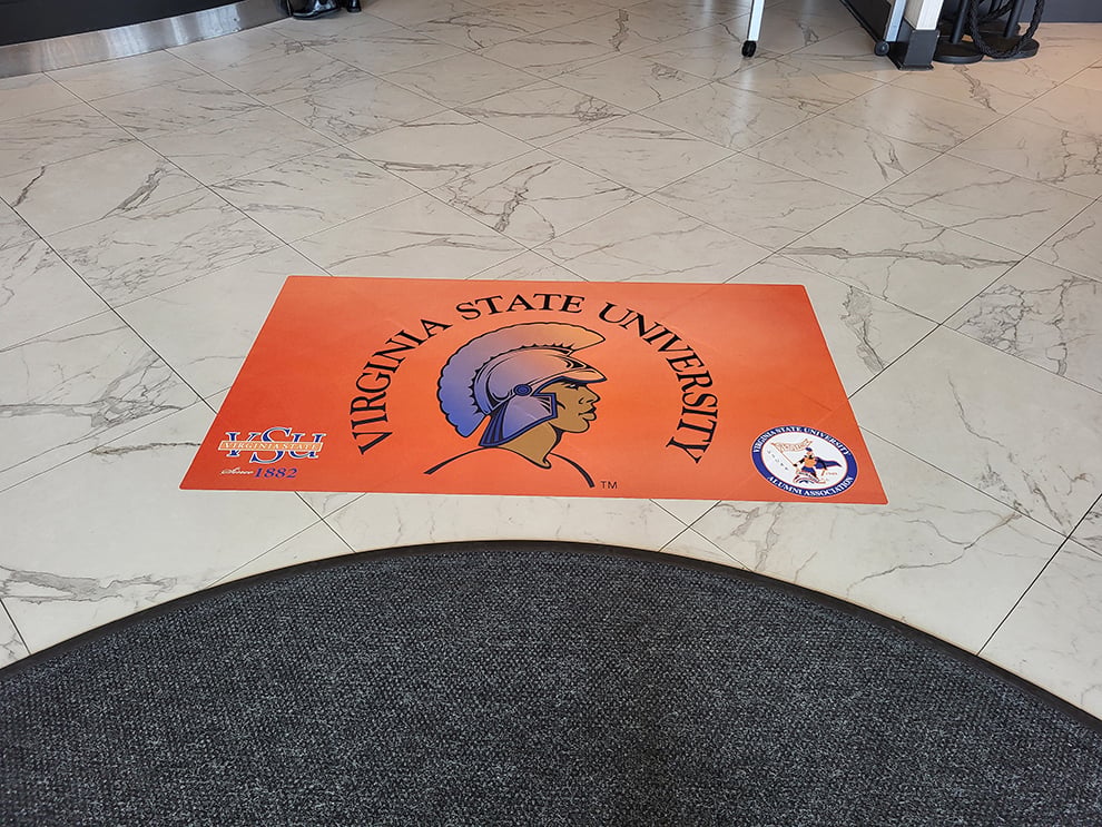Floor Graphics in Richmond, VA designed and installed for retail and office wayfinding