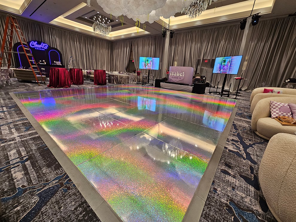 Floor Graphics in Sterling, VA designed and installed with holographic decals for event visibility