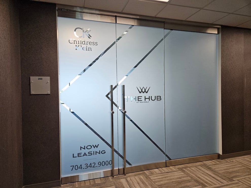 Frosted Vinyl in Columbia, MD designed and installed for interior office windows and conference spaces