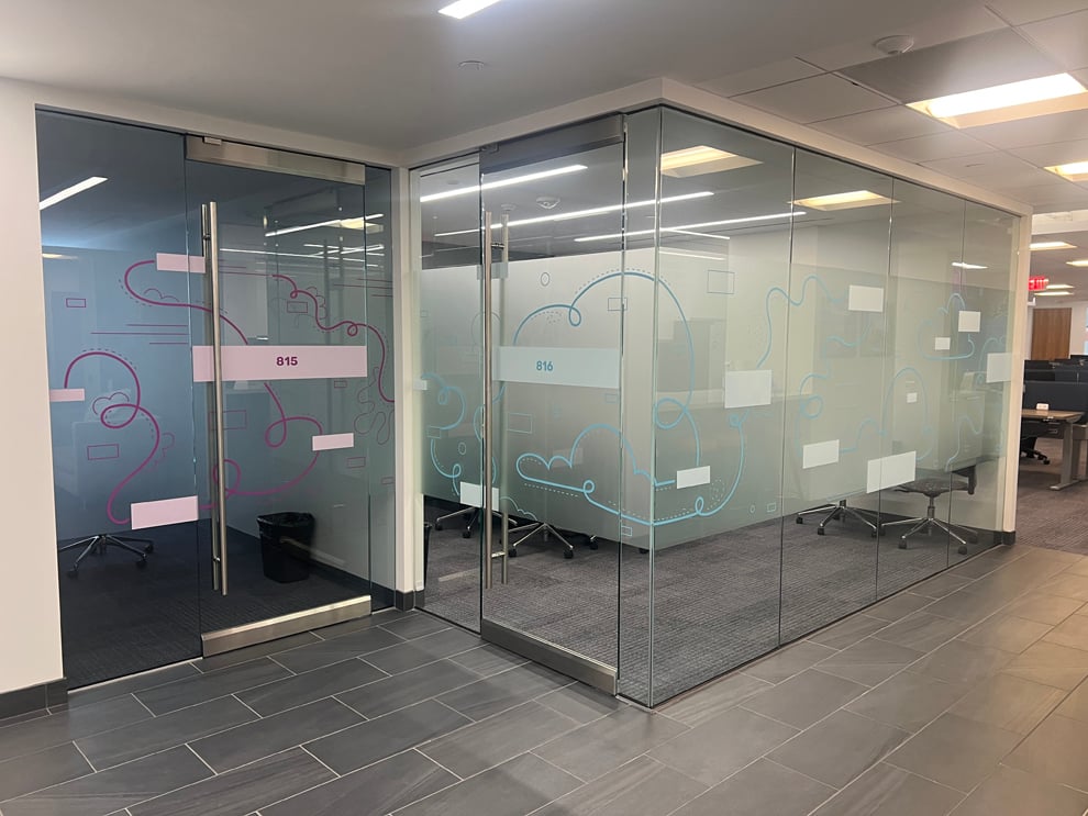Frosted Vinyl in McLean, VA designed and installed for office glass and wall branding