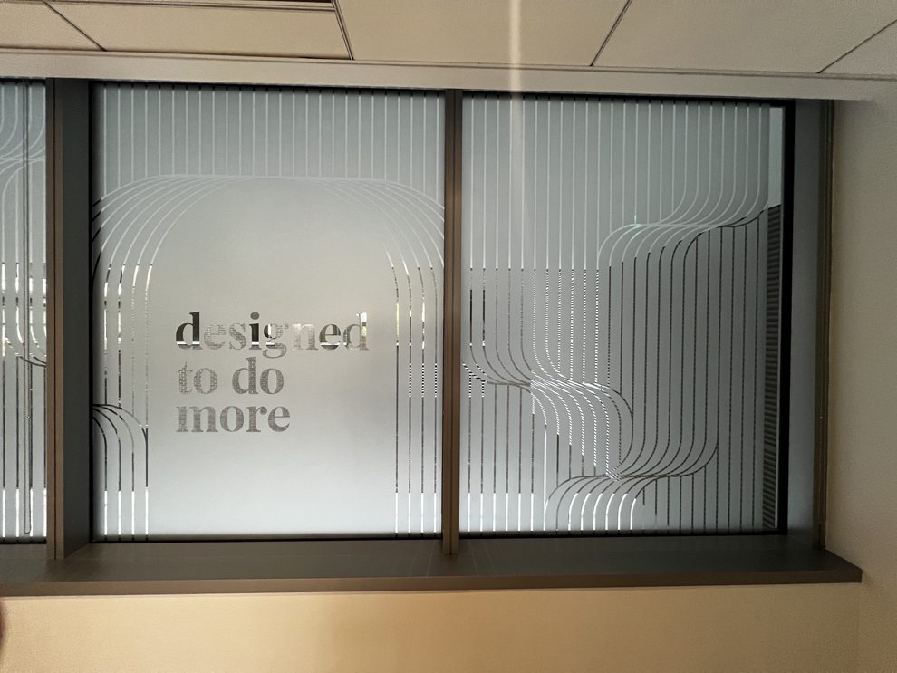 Frosted Vinyl in Newport News, VA designed and installed for office doors and privacy enhancement
