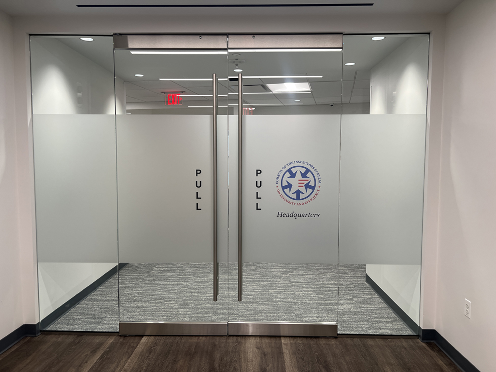 Frosted Vinyl in Newport News, VA designed and installed for business interiors and window graphics