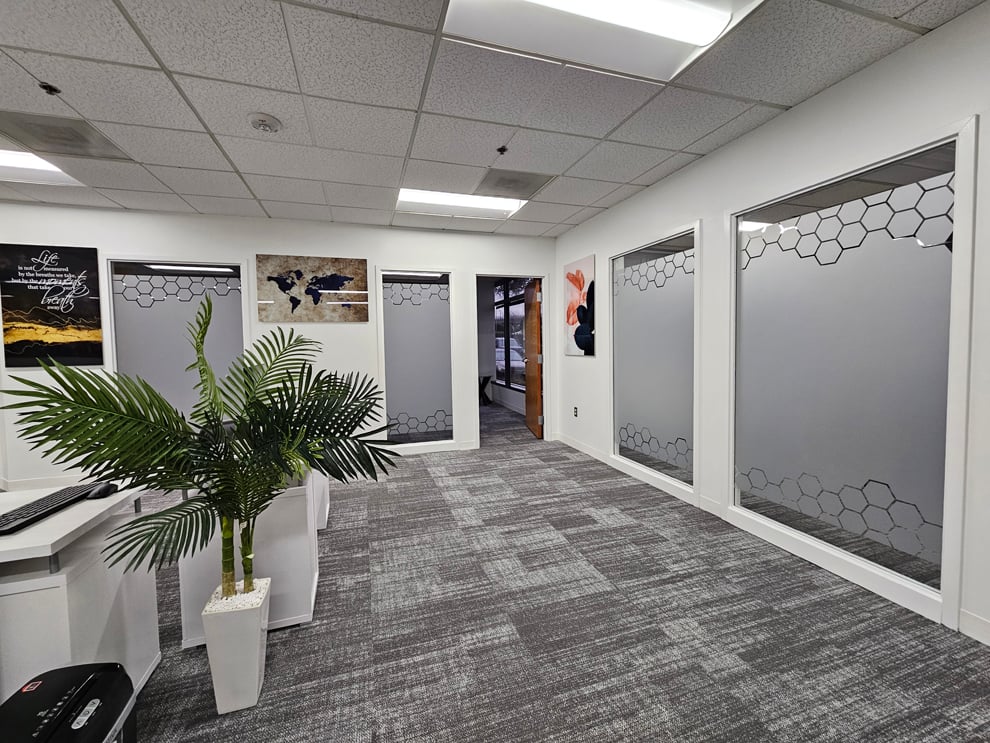 Frosted Vinyl in Richmond, VA designed and installed for corporate branding and office déco