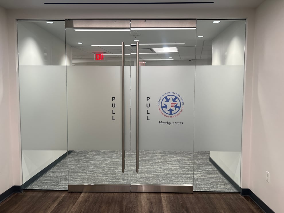 Frosted Vinyl in Richmond, VA designed and installed for business interiors and window graphics