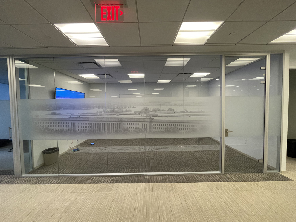 Frosted Vinyl in Rockville, MD designed and installed for privacy film and meeting room graphics