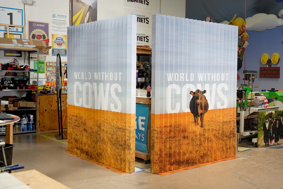 Fabricated lenticular wall displays prepared for installation in Richmond, VA