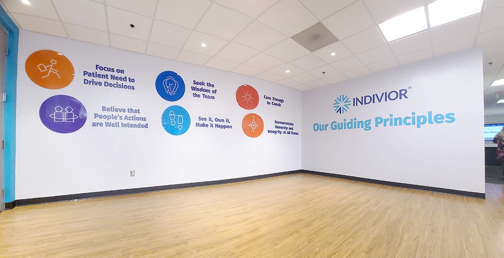 Lobby Signs Cary NC designed and installed using dimensional letters for corporate office interiors