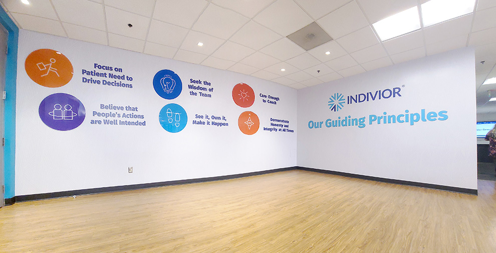 Lobby Signs Sterling VA designed and installed using dimensional lettering for workplace interiors