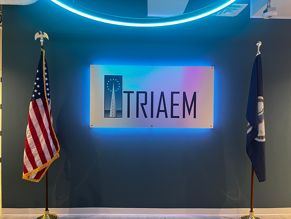 Lobby Signs Washington DC designed and installed with LED backlighting for modern workplace branding