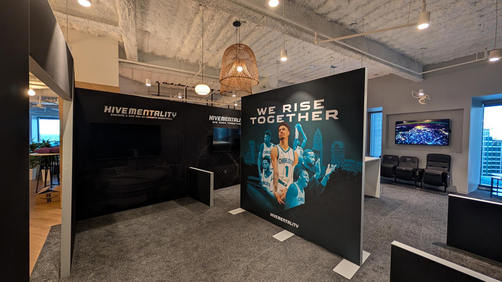 Backlit SEG fabric graphics for event branding in Alexandria, VA
