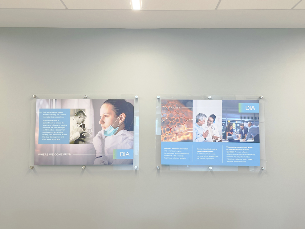 Standoff Mounted Signs in Arlington, VA designed and installed for acrylic wall signs and business branding