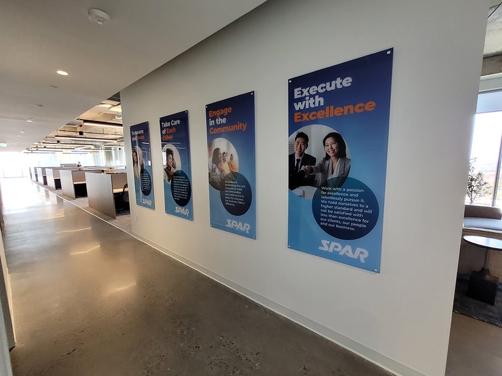 Standoff Mounted Signs in Richmond, VA designed and installed for business office wall branding