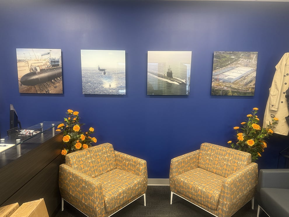 Standoff Mounted Signs in Richmond, VA designed and installed for corporate lobby and reception areas