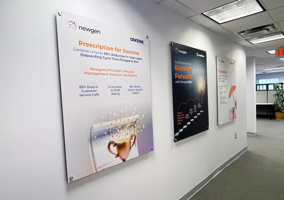 Standoff Mounted Signs in Washington, DC designed and installed for corporate lobby and reception areas