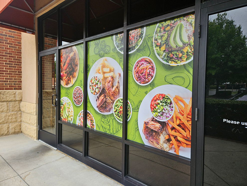 Branded storefront graphics and wall wrap for retail business near Annapolis, MD