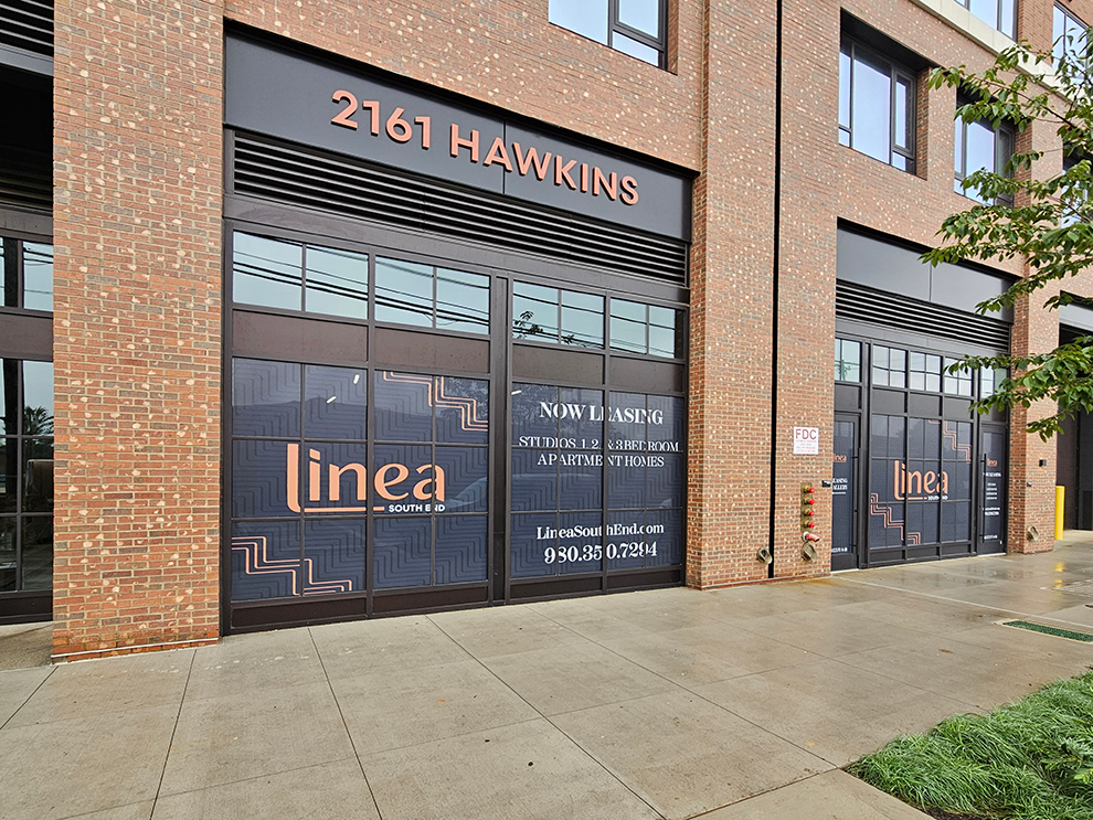 Storefront graphics with custom interior backlit sign installation Annapolis, MD