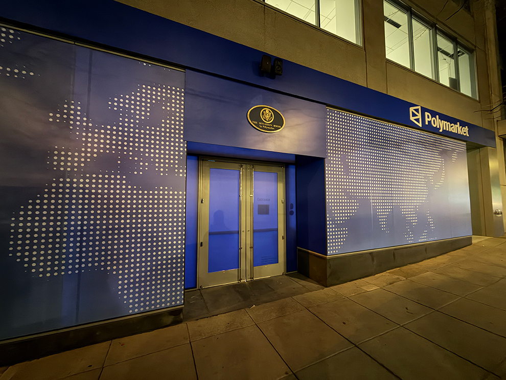 Branded glass storefront graphics installed in Annapolis, MD