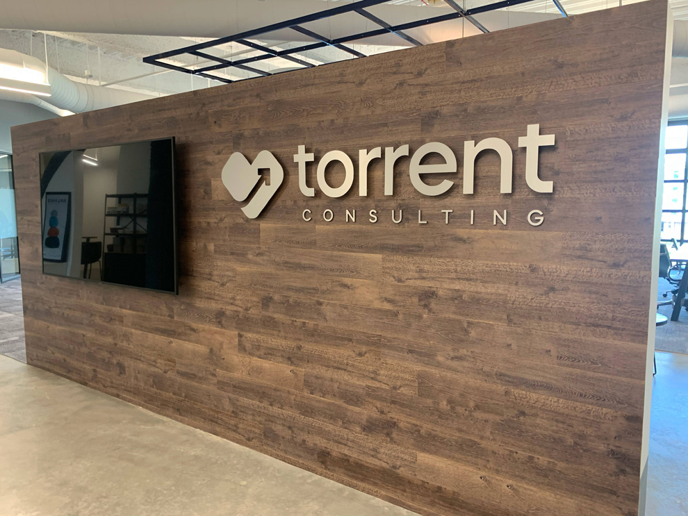 Custom storefront graphics and interior branding for office Arlington, VA