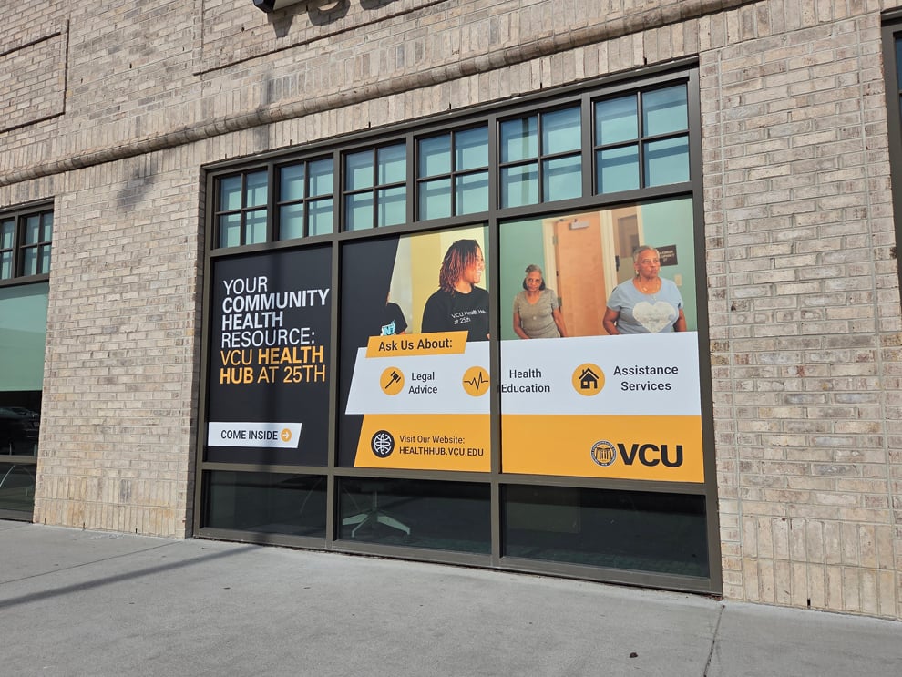 Storefront graphics with wall display and branding signage Norfolk, VA