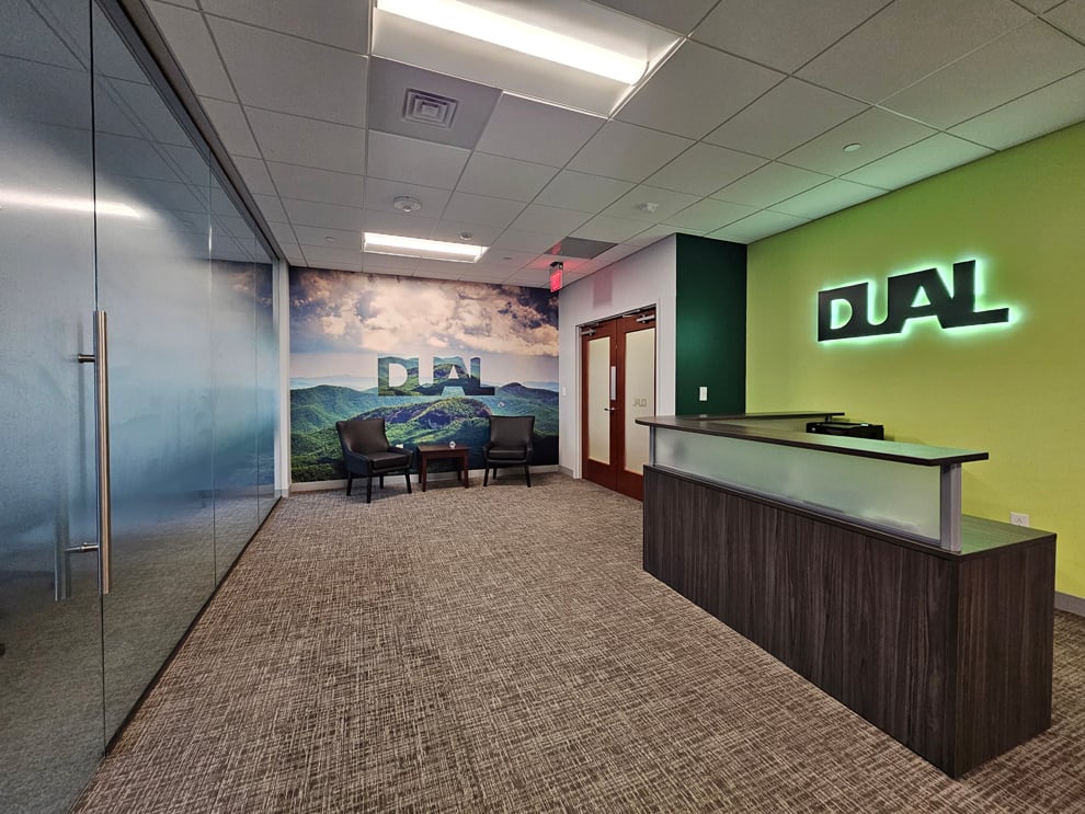 Custom storefront graphics installed for business branding in Reston, VA