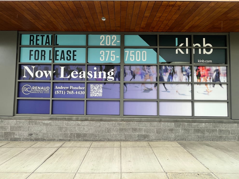 Glass storefront graphics with custom vinyl branding Richmond, VA