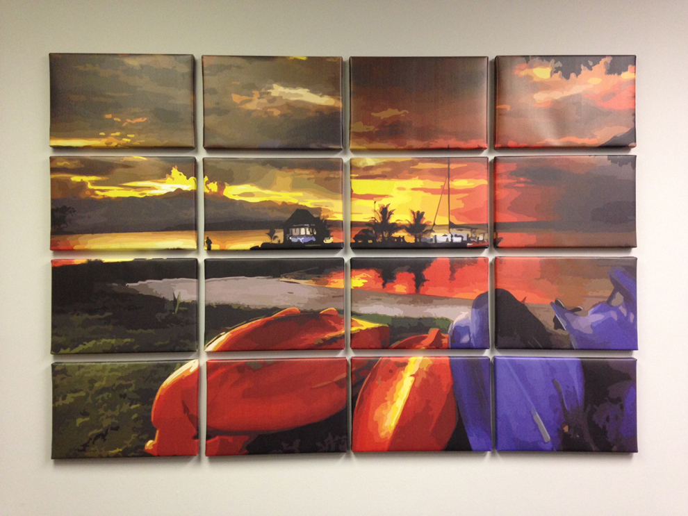 Branded stretch canvas prints enhancing office environments in Arlington, VA