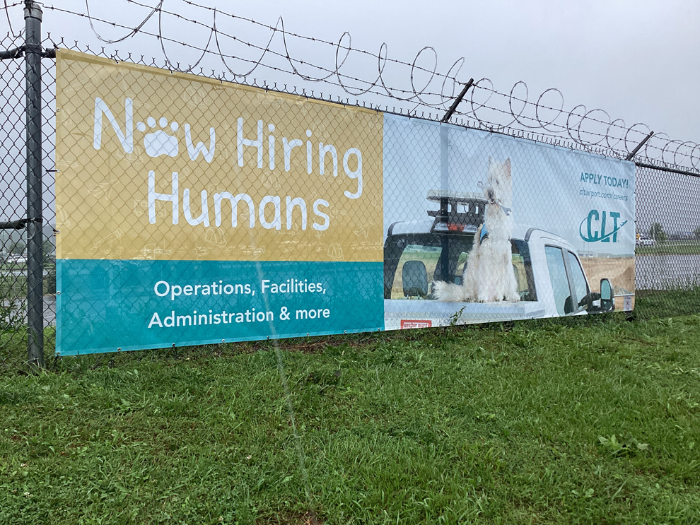 Outdoor vinyl banners installed for events in Baltimore, MD