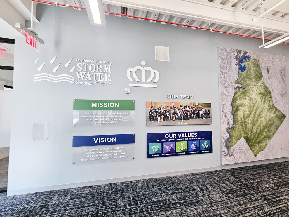 Wall displays designed for modern office interiors in McLean, VA