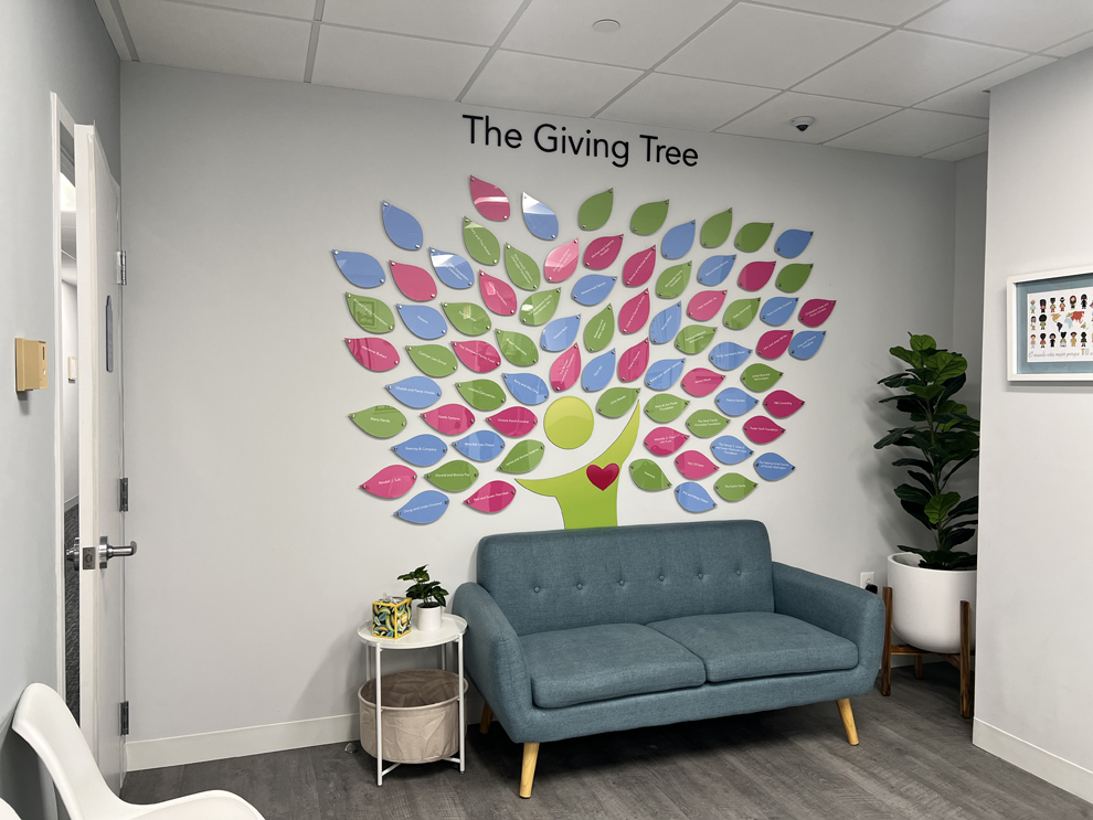 Wall displays with branded graphics in McLean, VA, workplaces