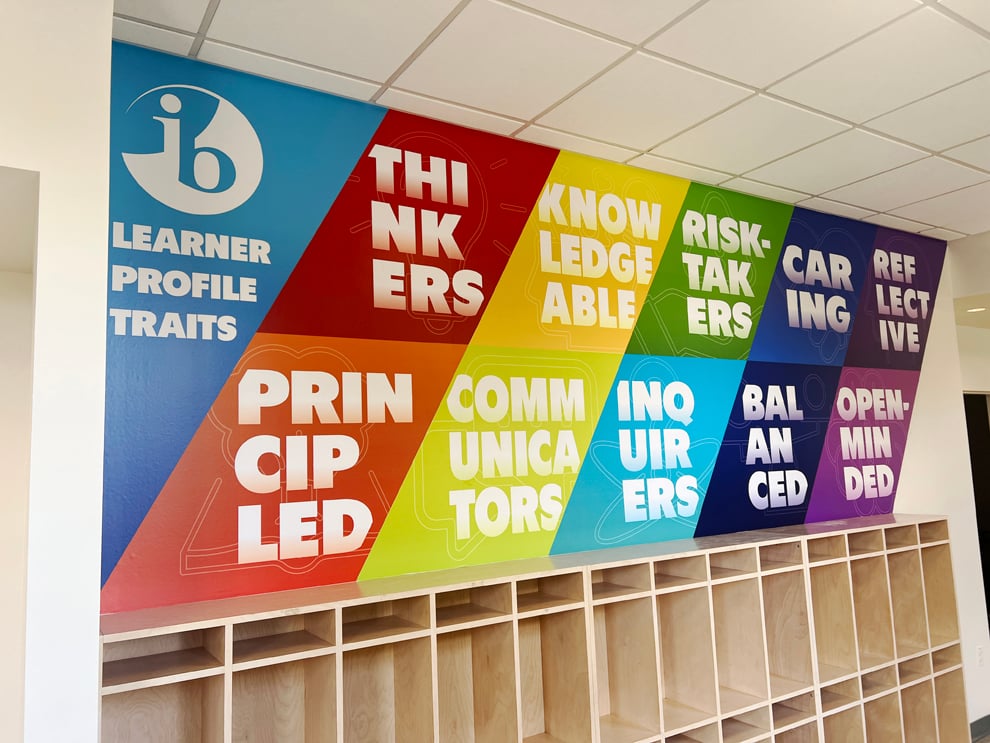 Office lobby wall wrap design for workplace branding in Washington, DC