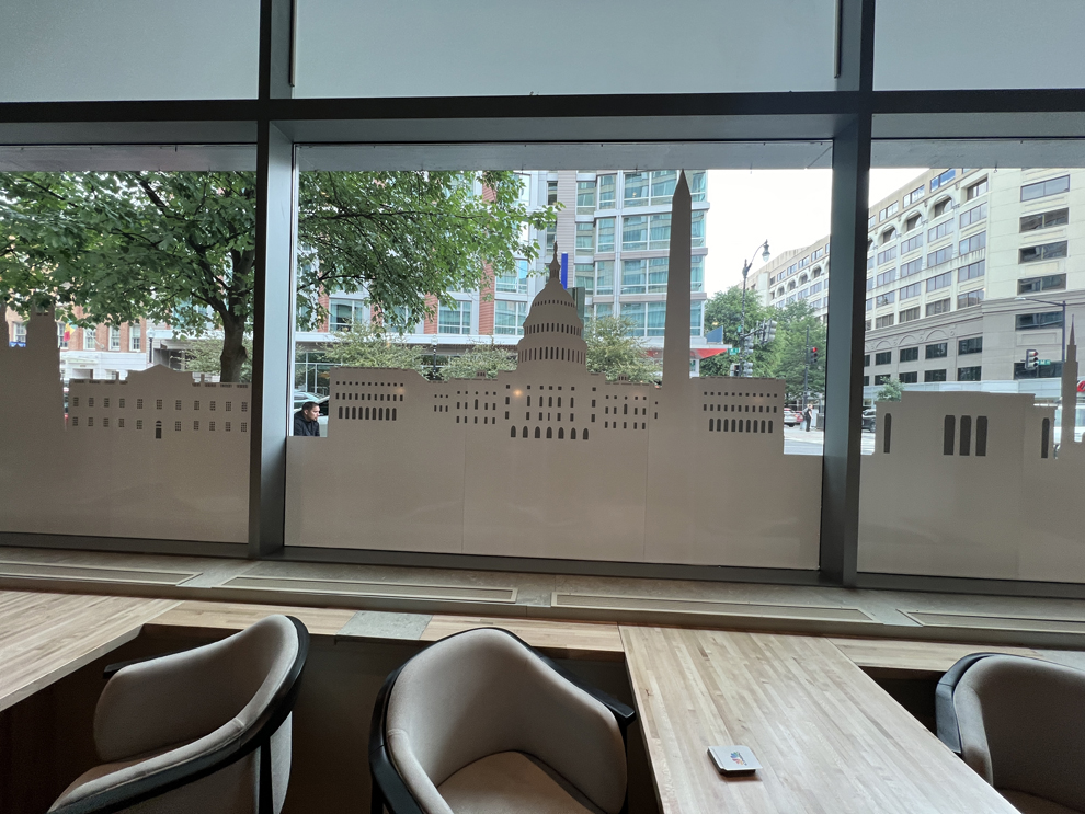 Office conference room frosted glass window graphics in Arlington, VA