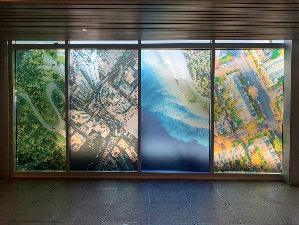 Window Graphics in Norfolk, VA designed and installed for business storefront and office glass