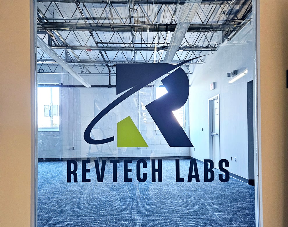 Custom frosted vinyl window graphics for office privacy in Washington, DC