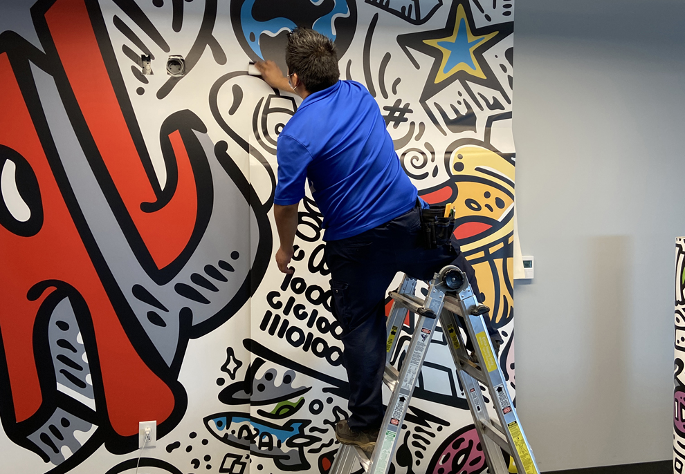 Window graphics and branded sign installation in Gaithersburg, MD